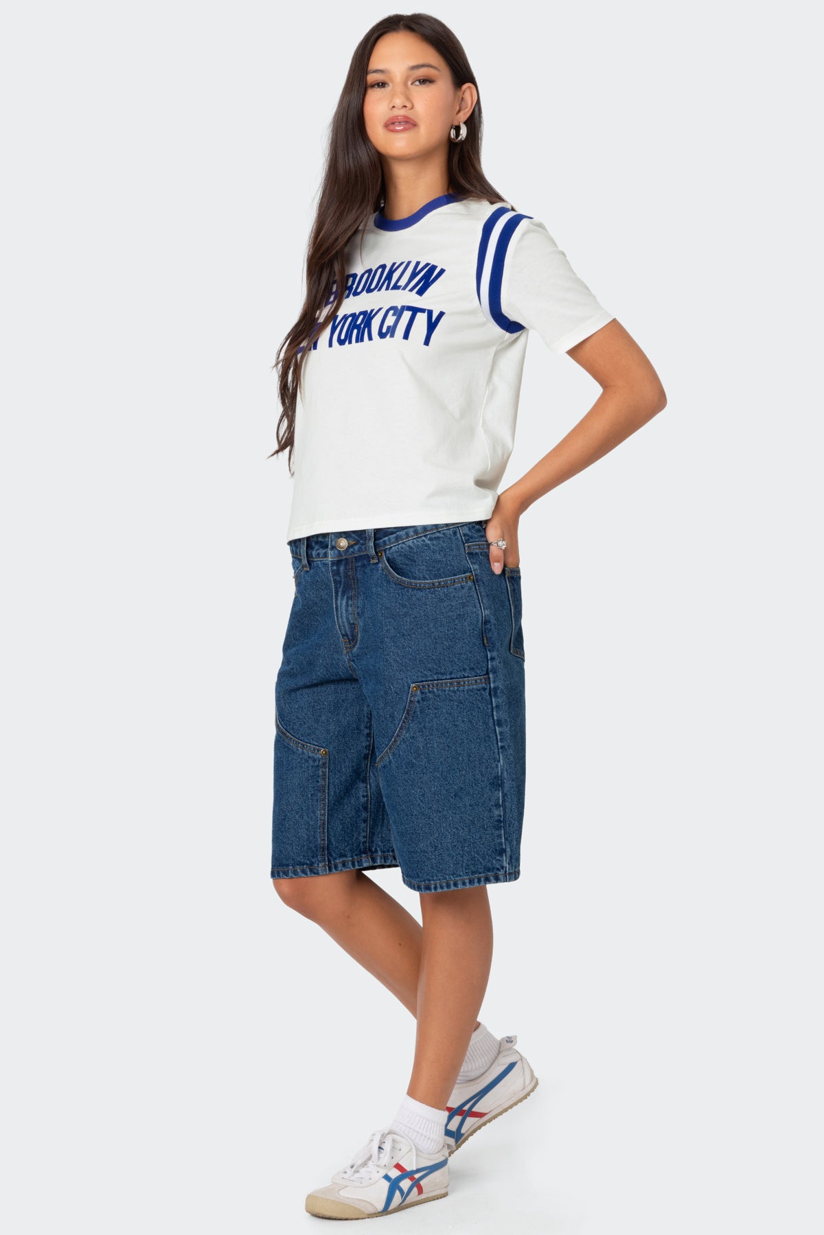 Jacqui Low Rise Denim Bermuda Shorts