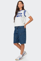 Jacqui Low Rise Denim Bermuda Shorts