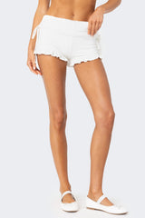 Lacey Ruffle Trim Fold Over Shorts