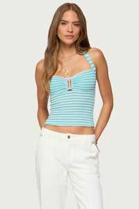 Lovina Textured Striped Halter Top