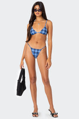 Preppy Plaid Triangle Bikini Top