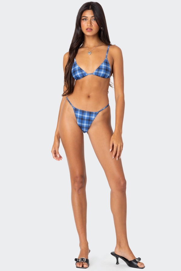 Preppy Plaid String Bikini Bottom