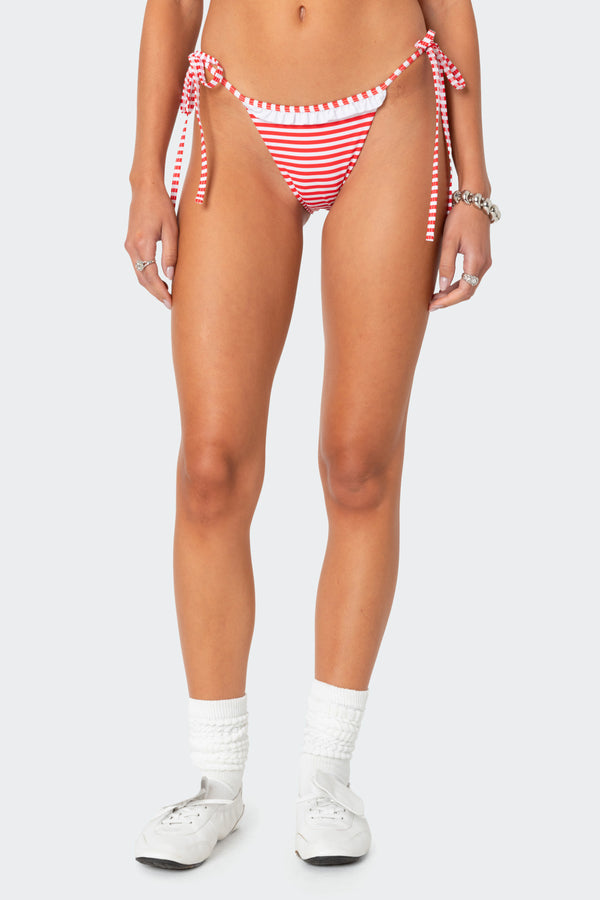 Zora Striped String Bikini Bottom