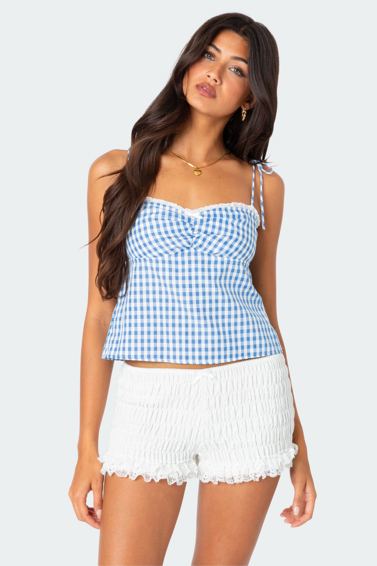 Billie Open Tie Back Gingham Top