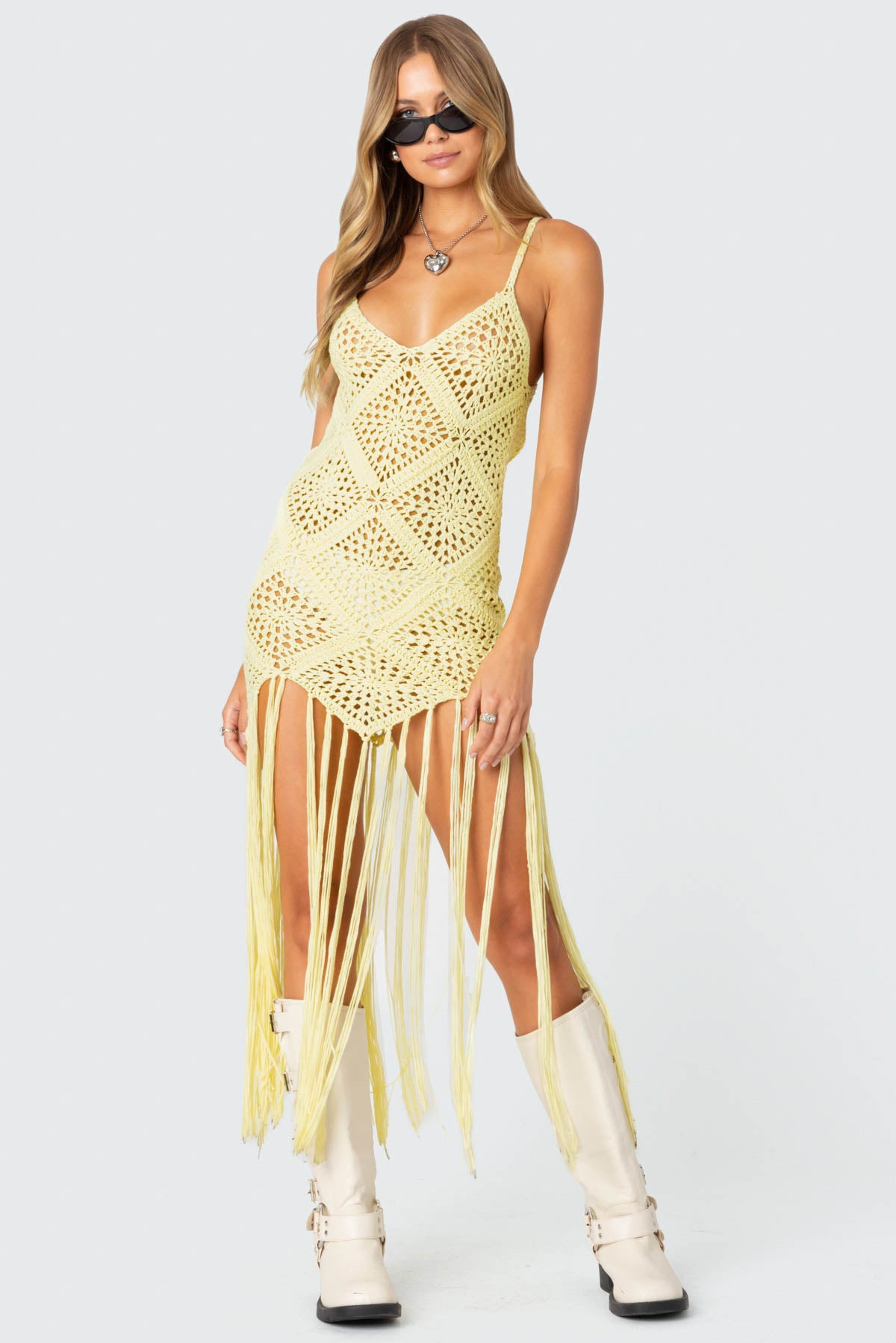 Fringey Crochet Maxi Dress