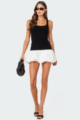 Contrast Bubble Skirt Ribbed Mini Dress