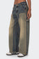 Contrast Panel Low Rise Washed Jeans