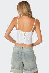 Semi Sheer Linen Look Corset