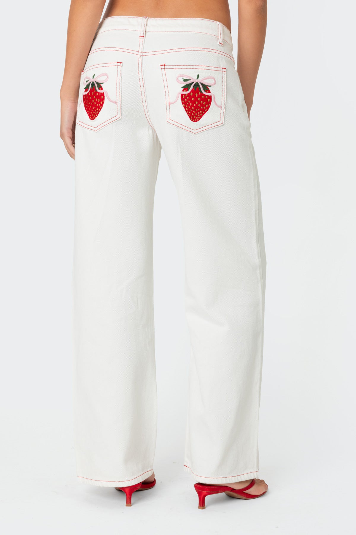 Strawberry Bow Pocket Jeans