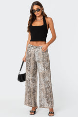 Snakeskin Printed Low Rise Jeans