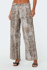 Snakeskin Printed Low Rise Jeans