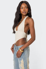 Open Back Triangle Halter Top