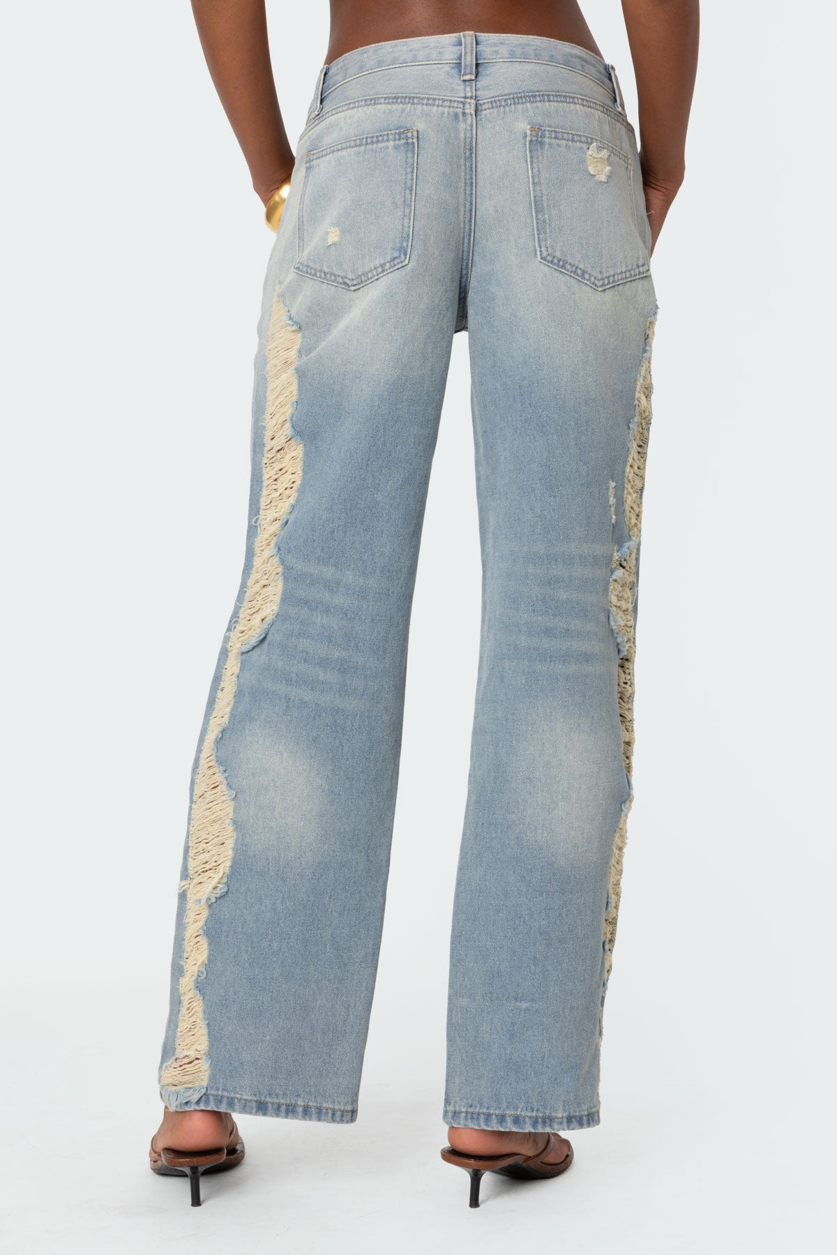 Distressed Sides Washed Jeans