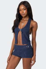 Weekender Belted Knit Halter Top