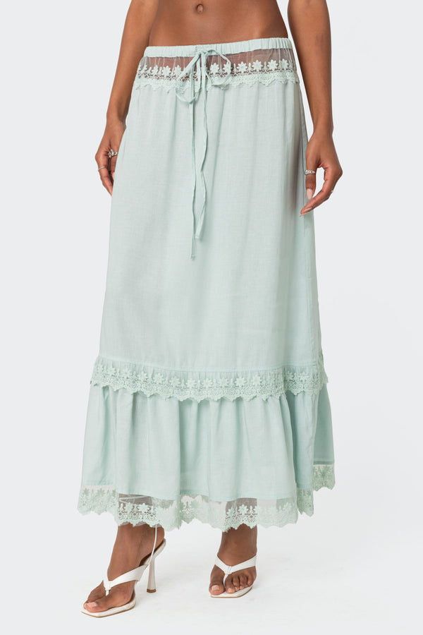 Semi Sheer Lacey Maxi Skirt