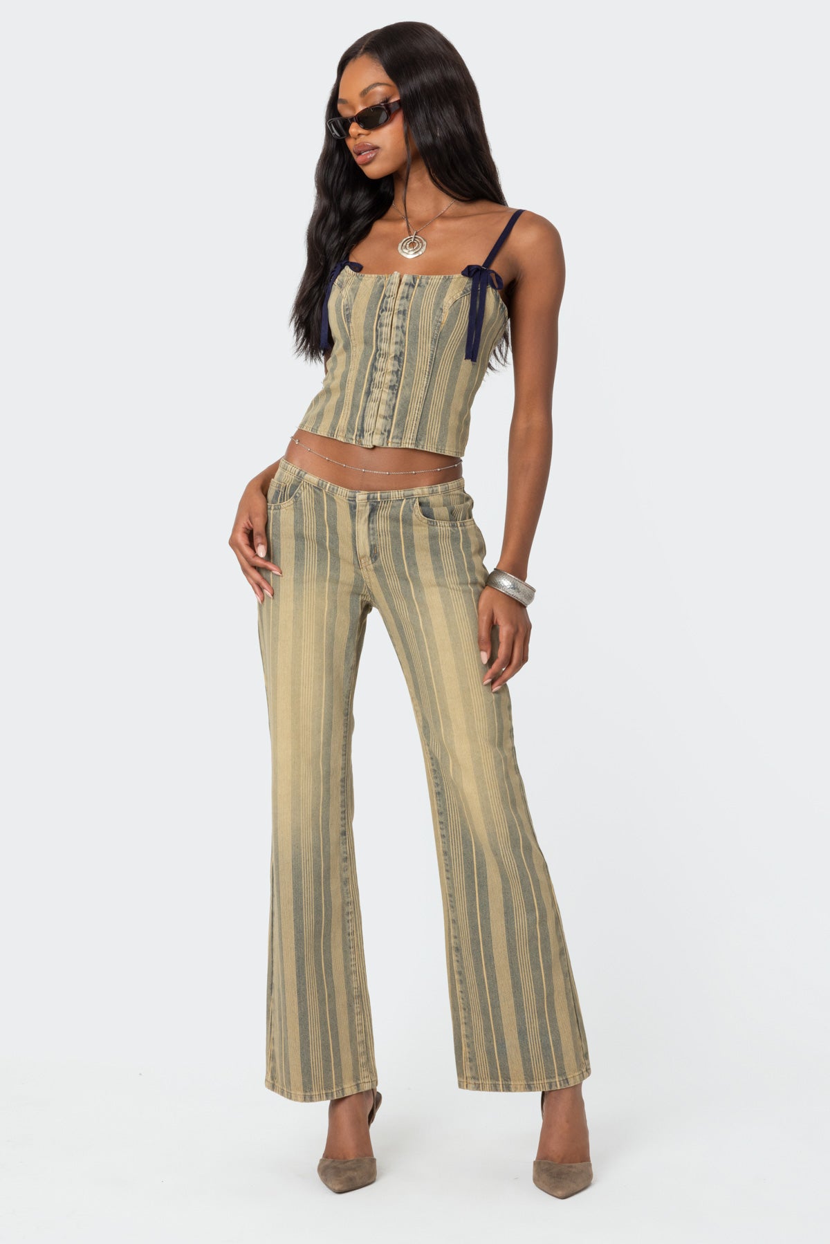 Eternity Pinstripe Flare Jeans