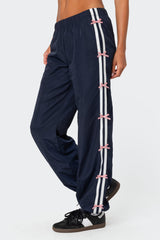 Bow Stripe Nylon Track Pants