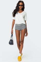 Stripey Ribbed Micro Shorts