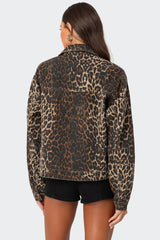 Leopard Print Denim Jacket