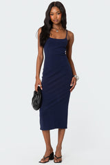 Air Back Slitted Midi Dress