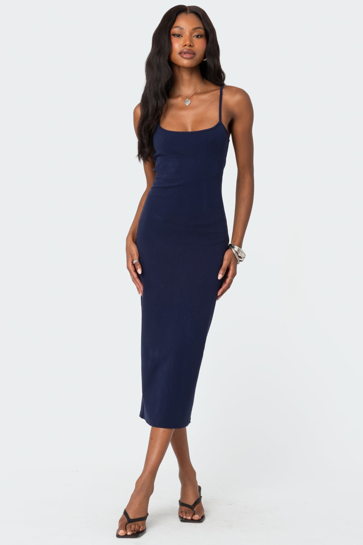 Air Back Slitted Midi Dress