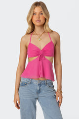 Duo Cutout Mesh Halter Top