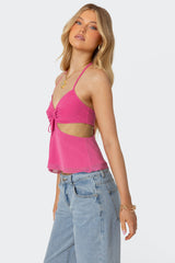 Duo Cutout Mesh Halter Top