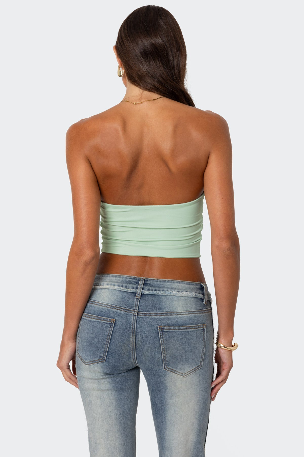 Cinched Strapless Triangle Top