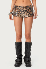 Sequin Leopard Printed Micro Shorts