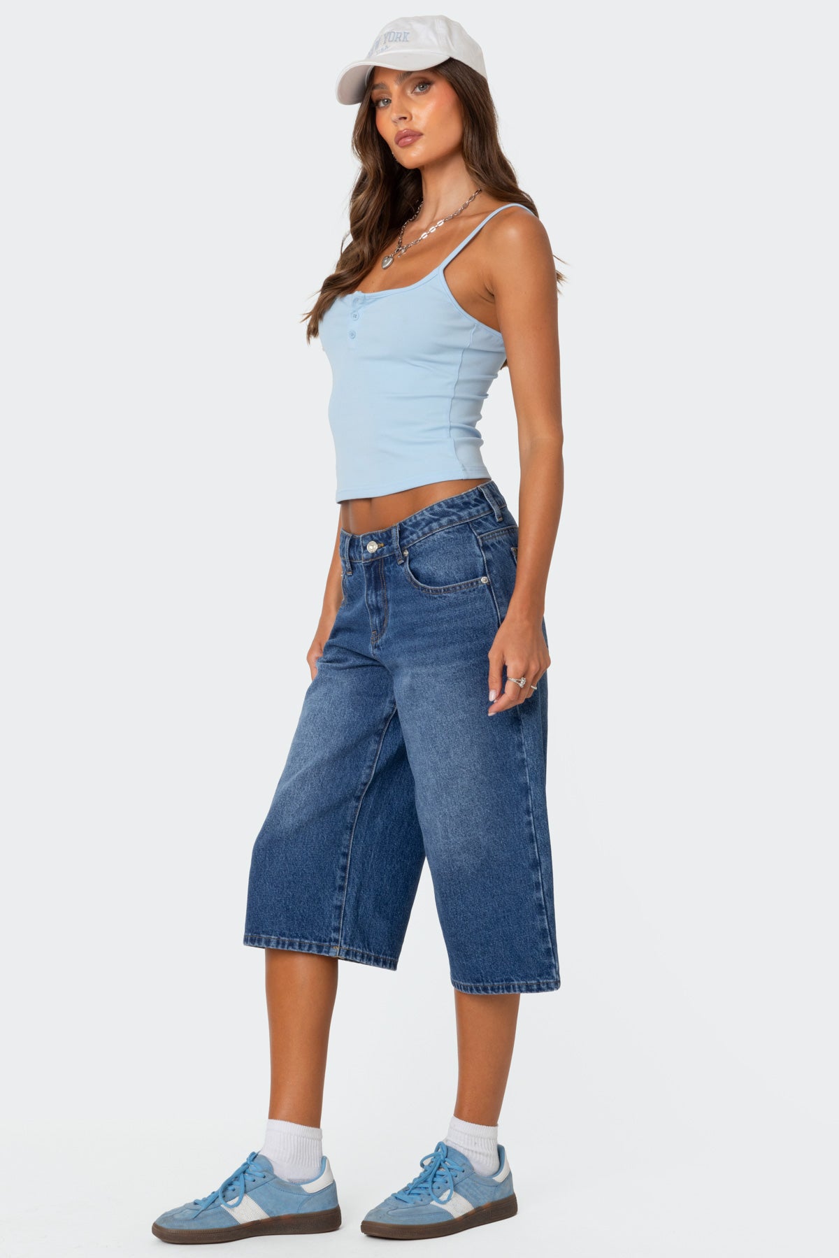 Xtra Long Low Rise Denim Bermuda Shorts