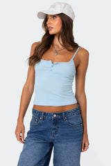 Ribbed Henley Tank Top