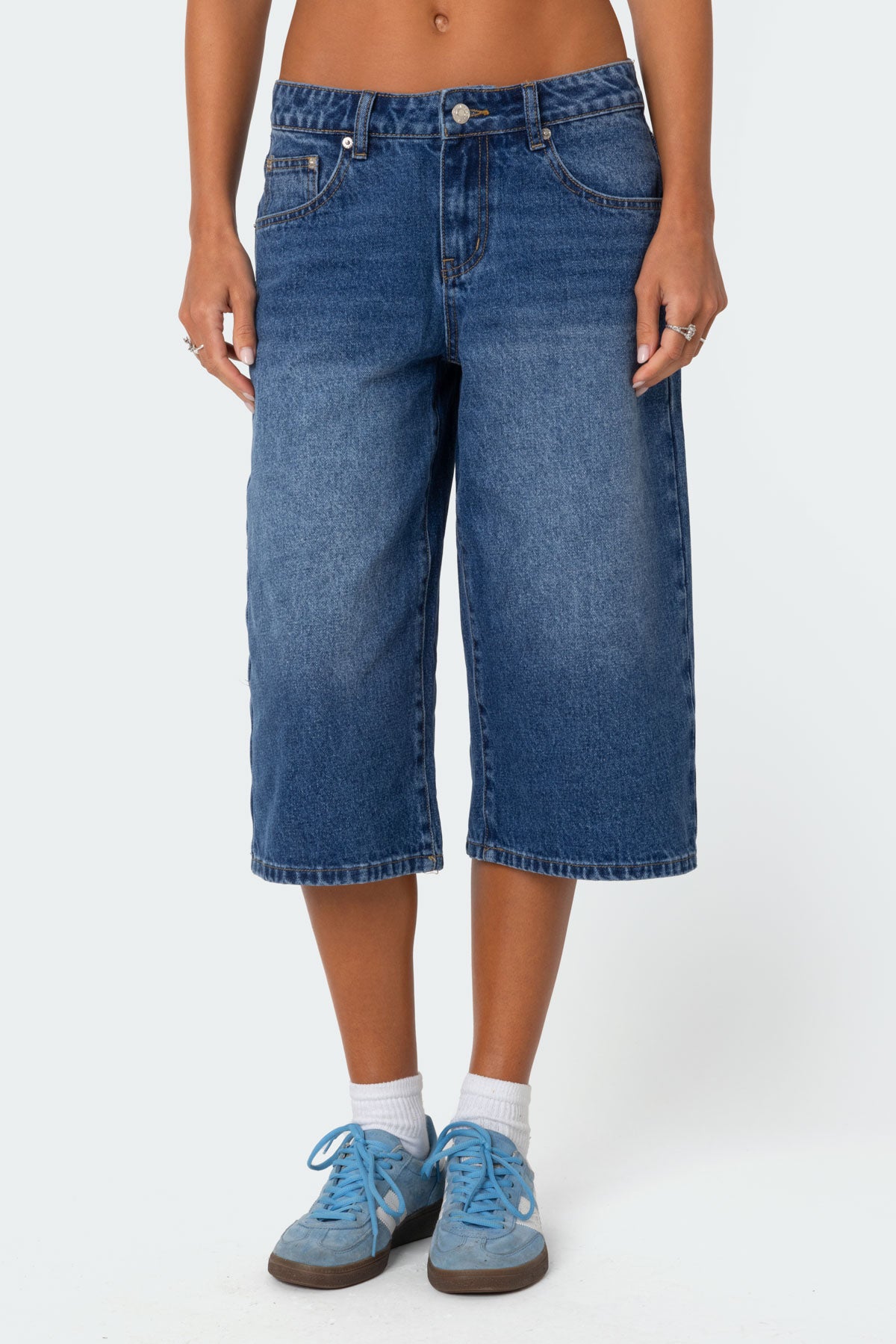 Xtra Long Low Rise Denim Bermuda Shorts