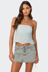 Scalloped Eyelet Tube Top