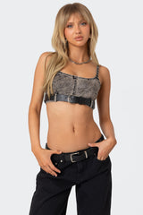 Belted Denim Crop Top