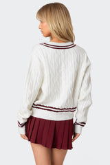 Dean V Neck Cable Knit Sweater