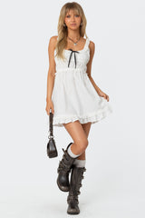 Eyelet Frill Mini Dress