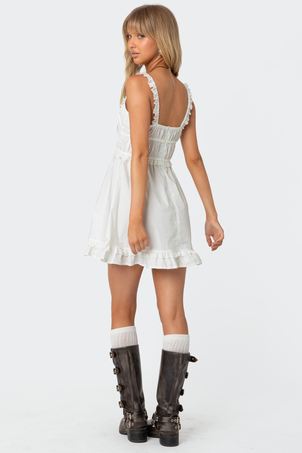 Eyelet Frill Mini Dress