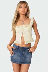 Square Neck Ruffled Corset