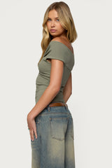 Twisted Front Off Shoulder Top