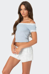 Lace Trim Off Shoulder Top