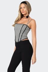 Gingham Lace Trim Corset