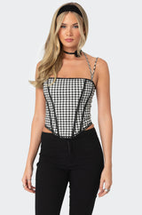 Gingham Lace Trim Corset