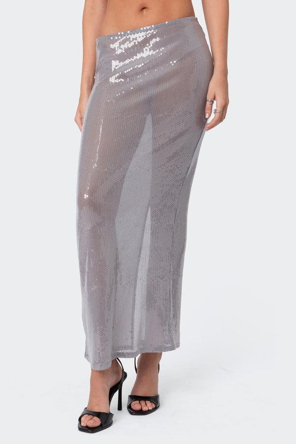 Riki Sheer Sequin Maxi Skirt