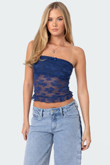 Ballet Sheer Lace Tube Top