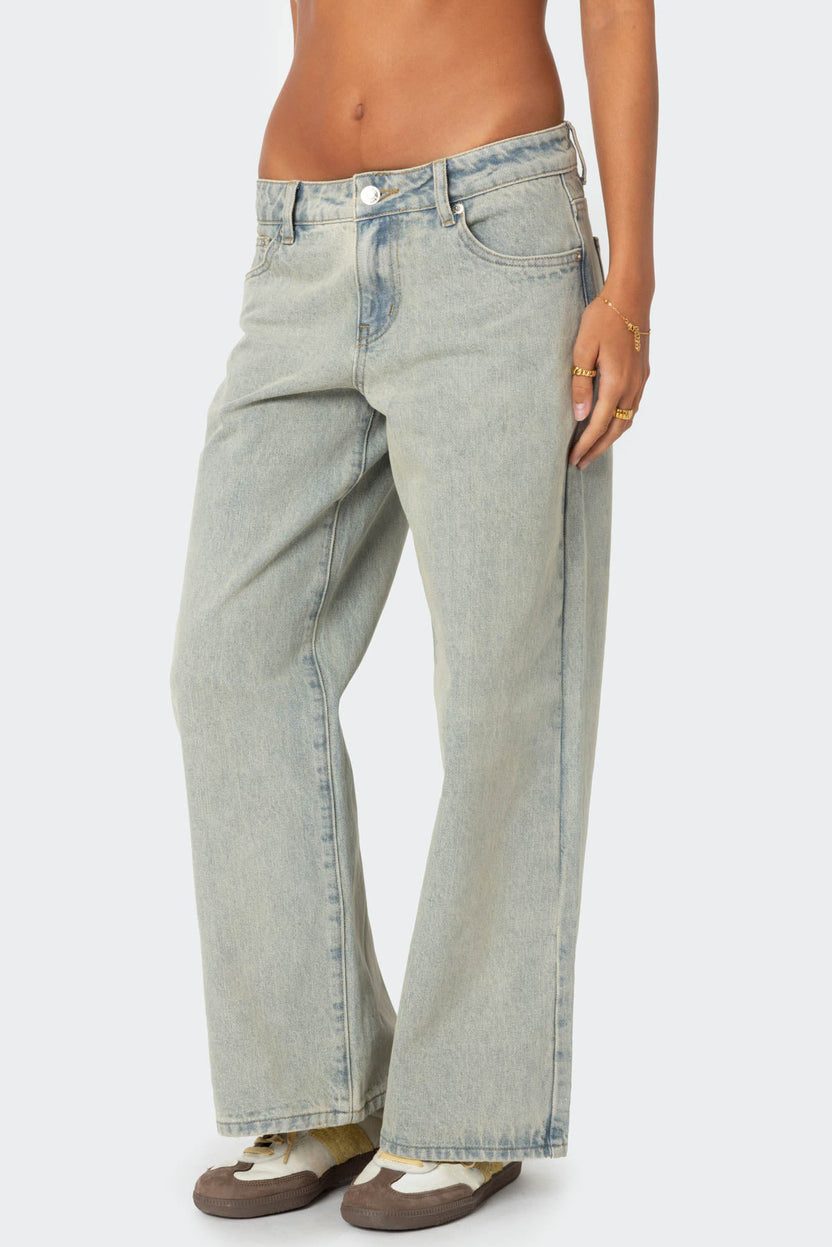 Tall Magda Acid Wash Low Rise Baggy Jeans