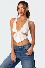 Cady Tie Front Cut Out Top