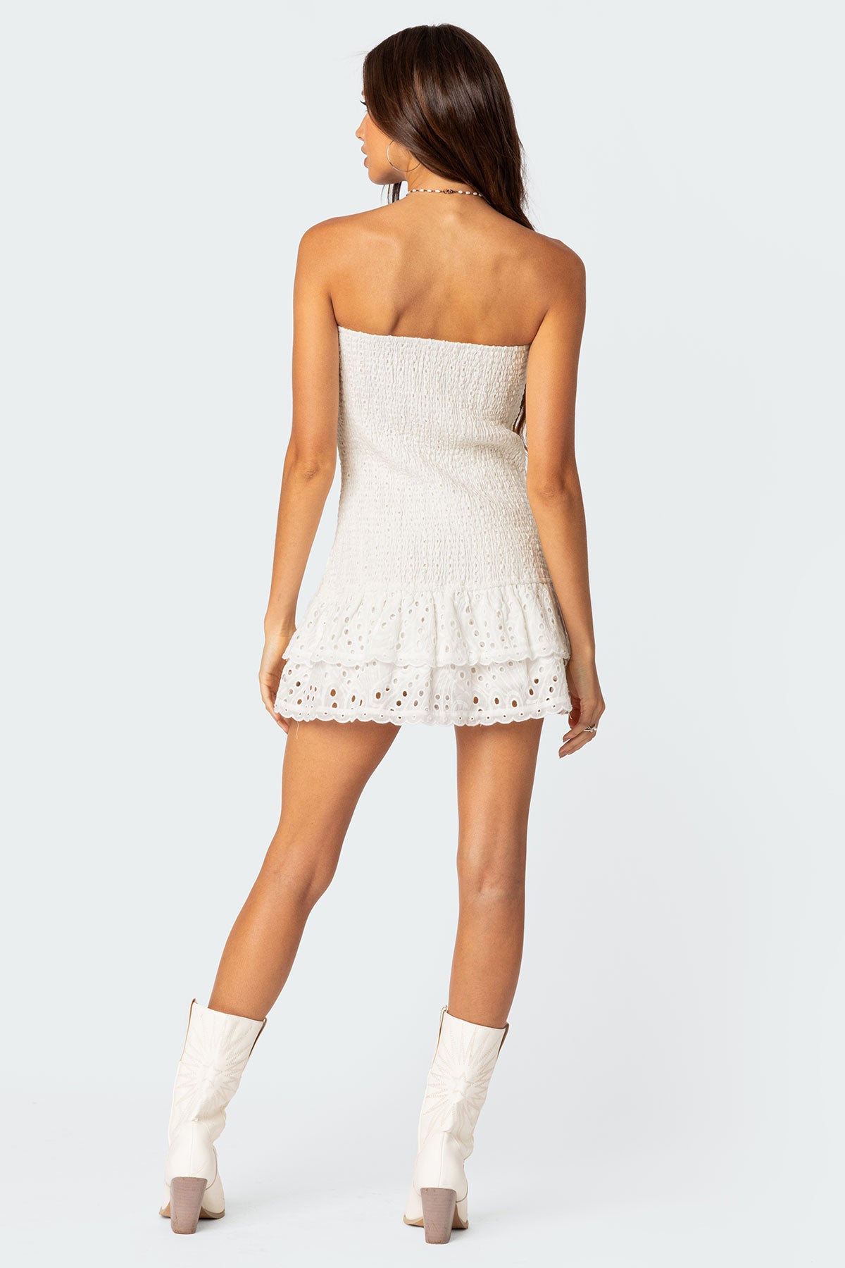 Livia Lacey Cotton Scrunch Mini Dress