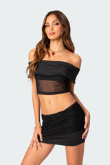 Hadley Fold Over Mesh Tube Top