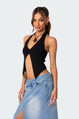 Sculpt Knitted Split Front Top