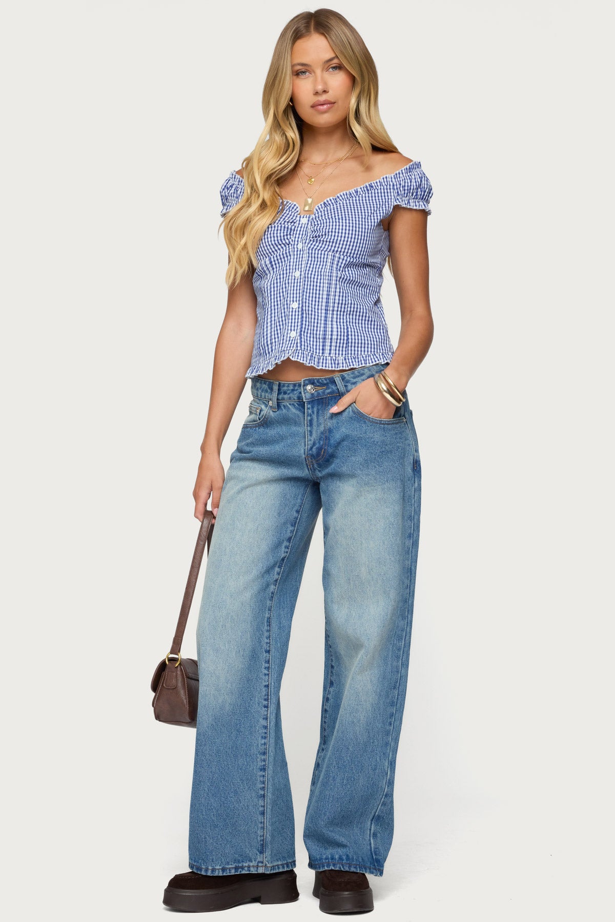 Dorothie Gingham Button Up Top – edikted